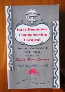 1952 Inter-Dominion Championship Race Book: HAROLD PARK - 1st NIGHT - Bild 1 von 5