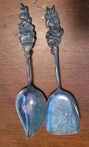 Antique Silver Plate Reed Barton Harlequin Rose Floral Jelly Spoon Sugar Scoop - Picture 1 of 8