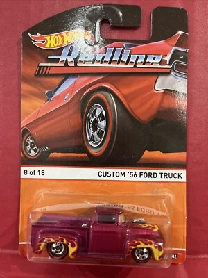 Hot Wheels Redline Custom '56 Ford Truck #8/18 Dark Pink w/Flames - Image 1 of 4