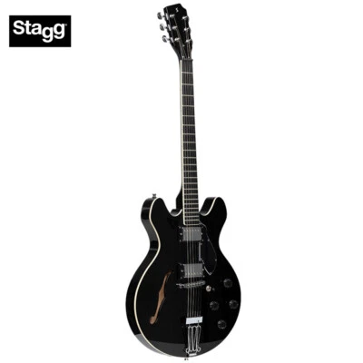 Stagg Silveray 533 Vintage Jazz Semi Hollow Electric Guitar - Gloss Black - Image 1 of 4