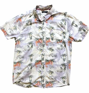 Brave Soul London Shirt Mens Small White Purple Cars Palm Tree Surf Short Sleeve - Picture 1 of 10