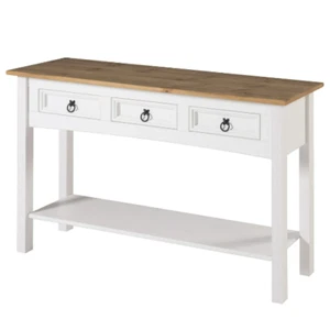 Table Hall Console White Entryway Shelf Wood Entry Entrance Drawer Accent Desk - Picture 1 of 7