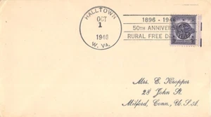 1946 Halltown West Virginia 50th Anniversary RFD Rural Free Delivery Cover - Picture 1 of 2