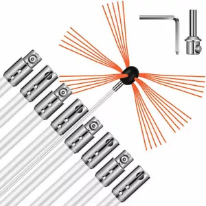 39FT Chimney Sweep Cleaning Brush Kit Rotary w/ 12 Rods, Snap Locking 45 Degree - Picture 1 of 7