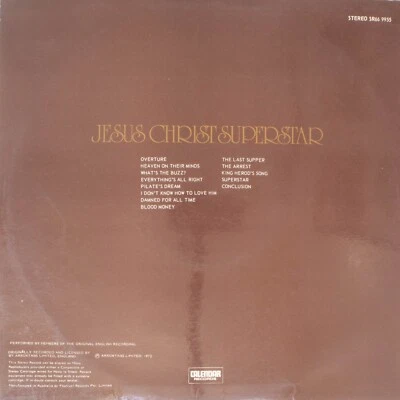 JESUS CHRIST SUPERSTAR - ORIGINAL ENGLISH RECORDING - Vinyl LP - Calendar - VG - Image 1 of 2