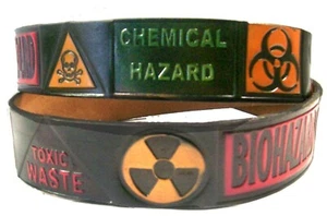 Cintura Biohazard simboli chimici rifiuti tossici pelle bovina made in USA - Foto 1 di 2