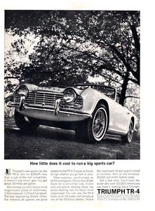 1963 Triumph TR-4 Sports Car Vintage Print Ad 60s Man Cave Garage Decor Retro - Picture 1 of 1