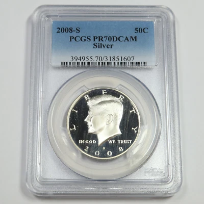 2008 S PCGS PR70 DCAM - SILVER Kennedy Half Dollar 50c US Coin #48148A - Image 1 of 2