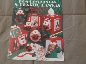 1992 LEISURE ARTS leaflet # 1394 POM POM SANTA & Plastic Canvas - Picture 1 of 3