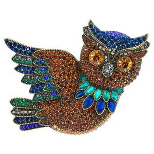 Signed Heidi Daus WISE GUY OWL Crystal Brooch Pin BEAUTIFUL CRITTER COLLECTION!!