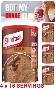 4 SlimFast Chocolate Meal Replacement Powder Shake Weight Loss Milkshake Diet - Picture 1 of 7