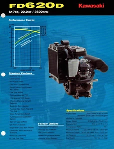 Genuine Kawasaki Dealer Sales Brochure/Product Spec Sheet FD620D V-Twin Engine - Picture 1 of 2