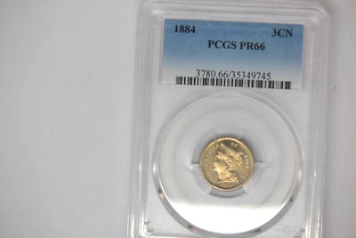 1884 Three Cent Nickel- PCGS PR-66.   Superb Rare Date. - Image 1 of 4