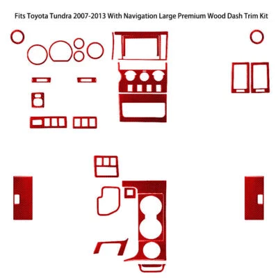 Kit completo de cubierta interior de fibra de carbono rojo 29 piezas para Toyota Tundra 2007-2013 Foto 1 de 4