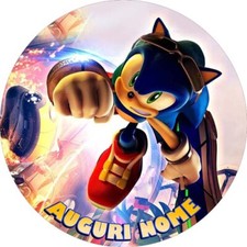Cialda SONIC con NOME Decorazione Torta Ostia o Zucchero