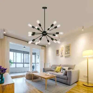 Black Sputnik Chandelier Pendant Light Fixture 18-Light Ceiling Lighting Kitchen - Picture 1 of 15