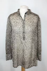 BNWOT SIZE 20 EX M&S BLACK BROWN & GOLD TUNIC TOP WITH LONGER BACK - Picture 1 of 5