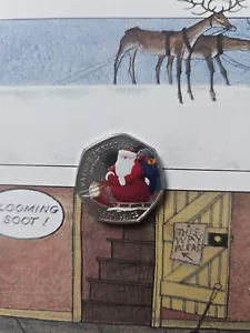 2020 British Indian Ocean Territory Father Christmas Colour Fifty Pence 50p coin - Picture 1 of 6