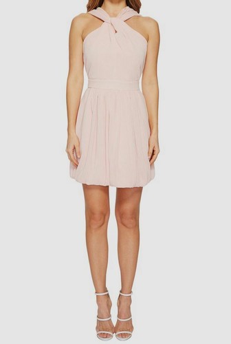 $798 Boutique Moschino Women's Pink Knotted Halter Sleeveless Shift Dress Size 6