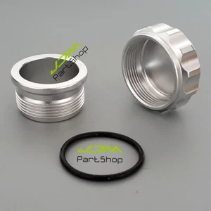 Cuello de llenado de soldadura de 1,5" + tapa tanque de agua de combustible de aceite negro aleación de aluminio plateado - Imagen 1 de 7