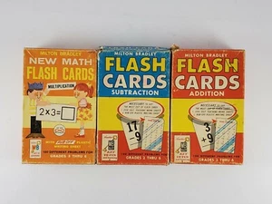 Vintage Milton Bradley Flash Cards Lot Of 3 Multiplication Subtraction Addition - Picture 1 of 9