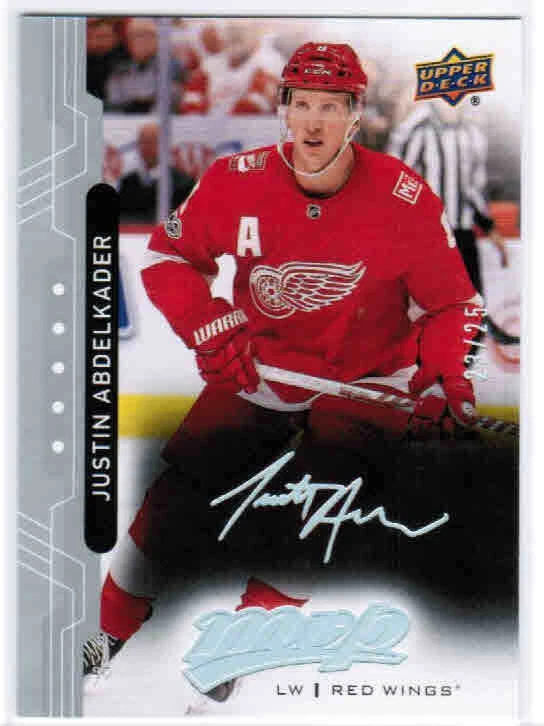 18/19 UD MVP JUSTIN ABDELKADER #87 SUPER SCRIPT PARALLEL /25 DETROIT RED WINGS - Image 1 of 1