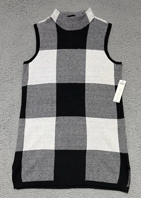 Camiseta sin mangas Chico’s Zenergy blanca y negra mezcla de cachemir cuello simulado para mujer pequeña NUEVA Foto 1 de 4