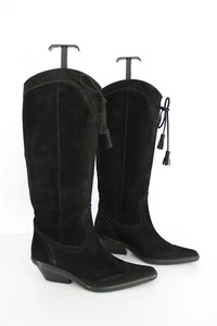 GOCHIC Vintage Stiefel Santiags spitze Spitzen Vollleder Wildleder schwarz Gr. 37 sehr guter Zustand - Bild 1 von 12