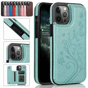 For iPhone 14 15 Pro Max 13 12 11 XS 8 WOMEN Leather Card Wallet Flip Case Cover - Picture 1 of 23