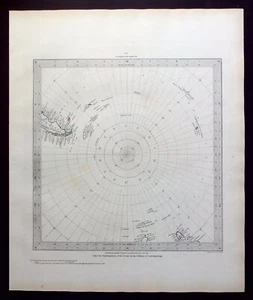 SOUTH POLE, ANTRCTIC CIRCLE to 45 S LATITUDE, original antique map, SDUK, 1844 - Picture 1 of 4