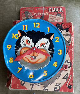 Vintage 1952 Mattel Hickory Dickory Musical Clock Tin Toy NOT WORKING damaged