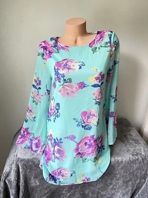 Anthropologie Everly S 👀 Vestido Bloomcore Pascua Pastel Teal Fairycore Cottage Foto 1 de 4