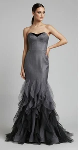 Luxus Whymisy Goth Rocker Glam Festival Meerjungfrau Rüschen langes Kleid grau Damen S - Bild 1 von 14