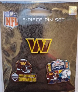 NFL MADRID international  SET OF 3 PINS 2025 WASHINGTON COMMANDERS REDSKINS - Picture 1 of 4