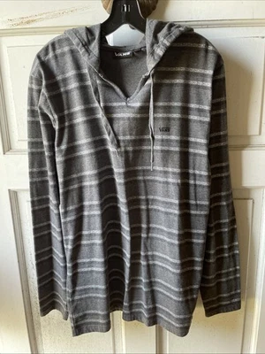 VANS boy/teen L long sleeve hooded shirt NWOT Gray Striped. - Image 1 of 4