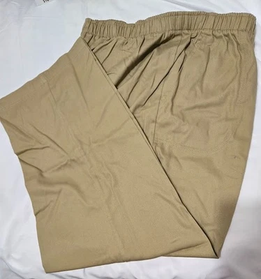 2XP Blanco Ciervo Mujer Pantalones NUEVO Cintura Elástica Caqui Tobillo Sarga Tela 100% Algodón Foto 1 de 2