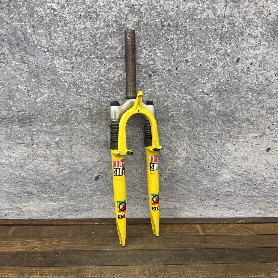Vintage RockShox Quadra 21R Suspension Fork 1-1/8 Threadless Yellow MTB Canti 7" - Image 1 of 4