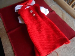 Holiday Christmas Girl Dachshund Doggie Red Knit Dressy Sweater - Picture 1 of 3