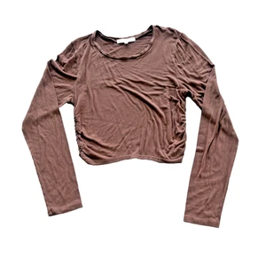 Antistar braun Langarm Crop Top geraffte Seite Shirt Medium - Bild 1 von 4