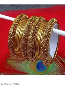 Indian Bollywood Golden Oxidized Wedding Bangle Dailywear Heavy Chuda Set - Picture 1 of 3