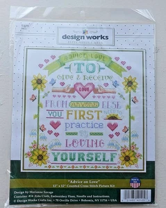 NEW RARE Elite Design Works Cross Stitch Picture KIT 12" x 12” "Advice on Love" - Picture 1 of 2