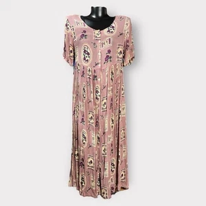 La Cera VINTAGE 80s 90s Pocket Midi Dress Small OVERSIZED Single Stitch Floral - Picture 1 of 8