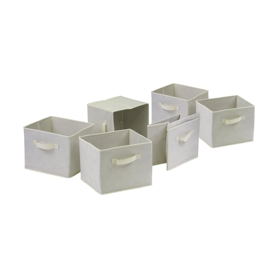 Winsome Capri Juego de 6 Cestas de Tela Plegables Beige Foto 1 de 1