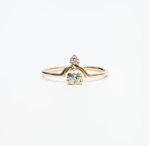 One Of a Kind Sparkle White Brilliant Cut Moissanite In 10K Yellow Gold Ring - Picture 1 of 3