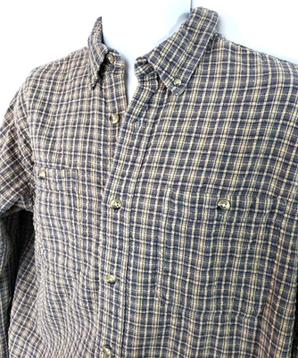 Camisa RedHead Para Hombres L Azul Crema A Cuadros Abotonada Franela Aire Libre Senderismo Workwea Foto 1 de 4