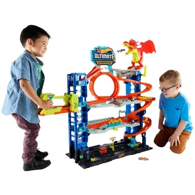 Hot Wheels City Ultimate Garage Set with 2 Die-Cast Cars & 4-Level Dragon Fun - Image 1 of 4
