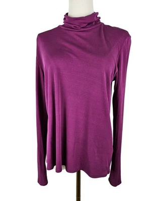 Blusa Eileen Fisher de seda gola alta média malha baga manga longa - Imagem 1 de 4