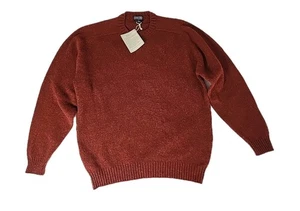 VTG Lands' End Men's Tall XL Shetland 100% Pure Wool Crew Neck Sweater Burgundy  - Picture 1 of 13
