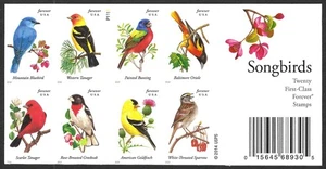 US 4891d SONGBIRDS IMPERFORATE BOOKLET OF 20 FROM PRESS SHEET MNH VF-XF - Picture 1 of 2