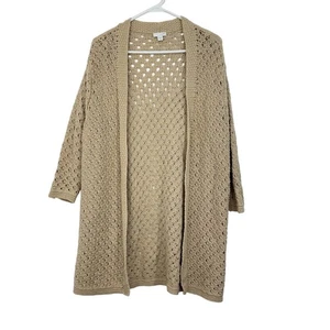 J. Jill Damen Cardigan Pullover vorne offen Gr. M beige 100% Baumwolle 3/4 Arm - Bild 1 von 11